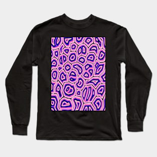 Pink Blue and Black Groovy Liquid Marble Swirls Long Sleeve T-Shirt